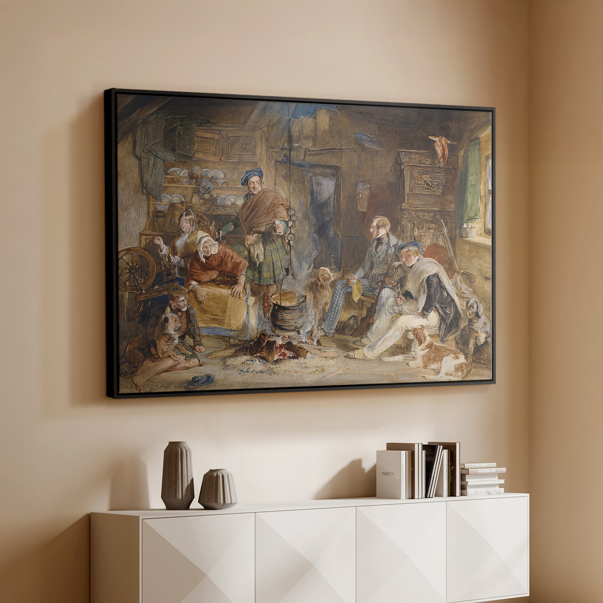 Highland Hospitality, 1832 - Floater Framed Canvas Print