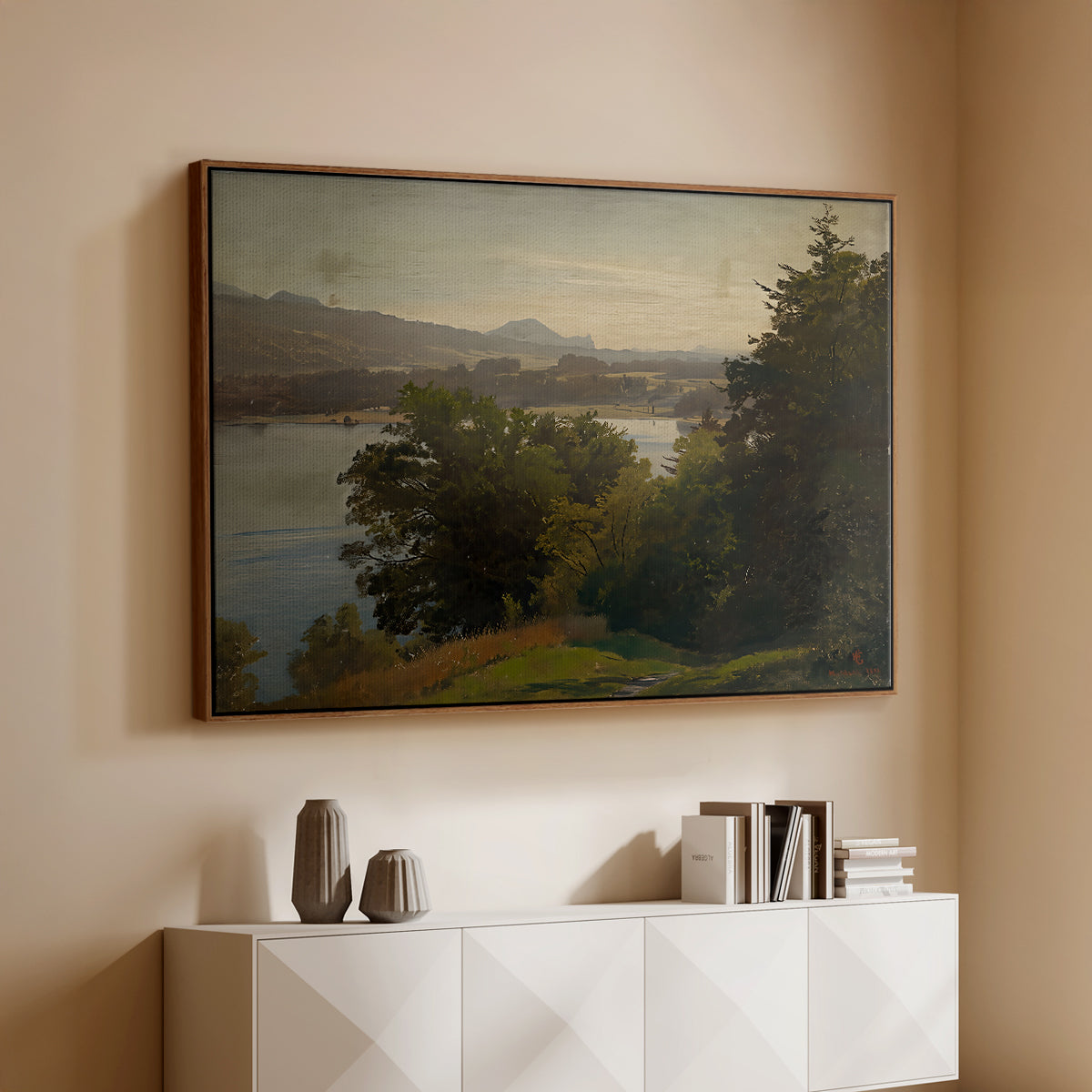 View of the Mondsee, 1870 - Floater Framed Canvas Print