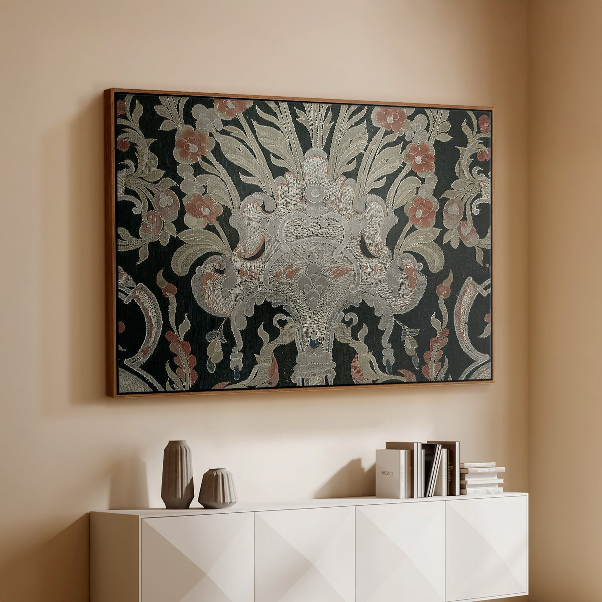Hanging (Printed Textile), c. 18th Century - Floater Framed Canvas Print