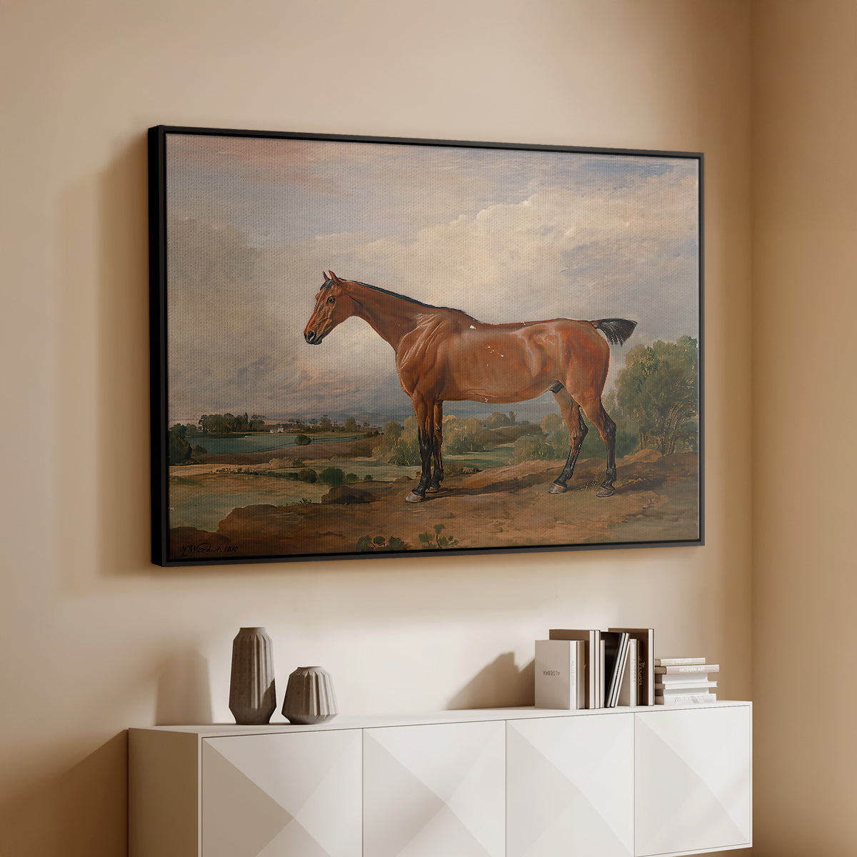 A Hunter in a Landscape, c. 1810 - Floater Framed Canvas Print