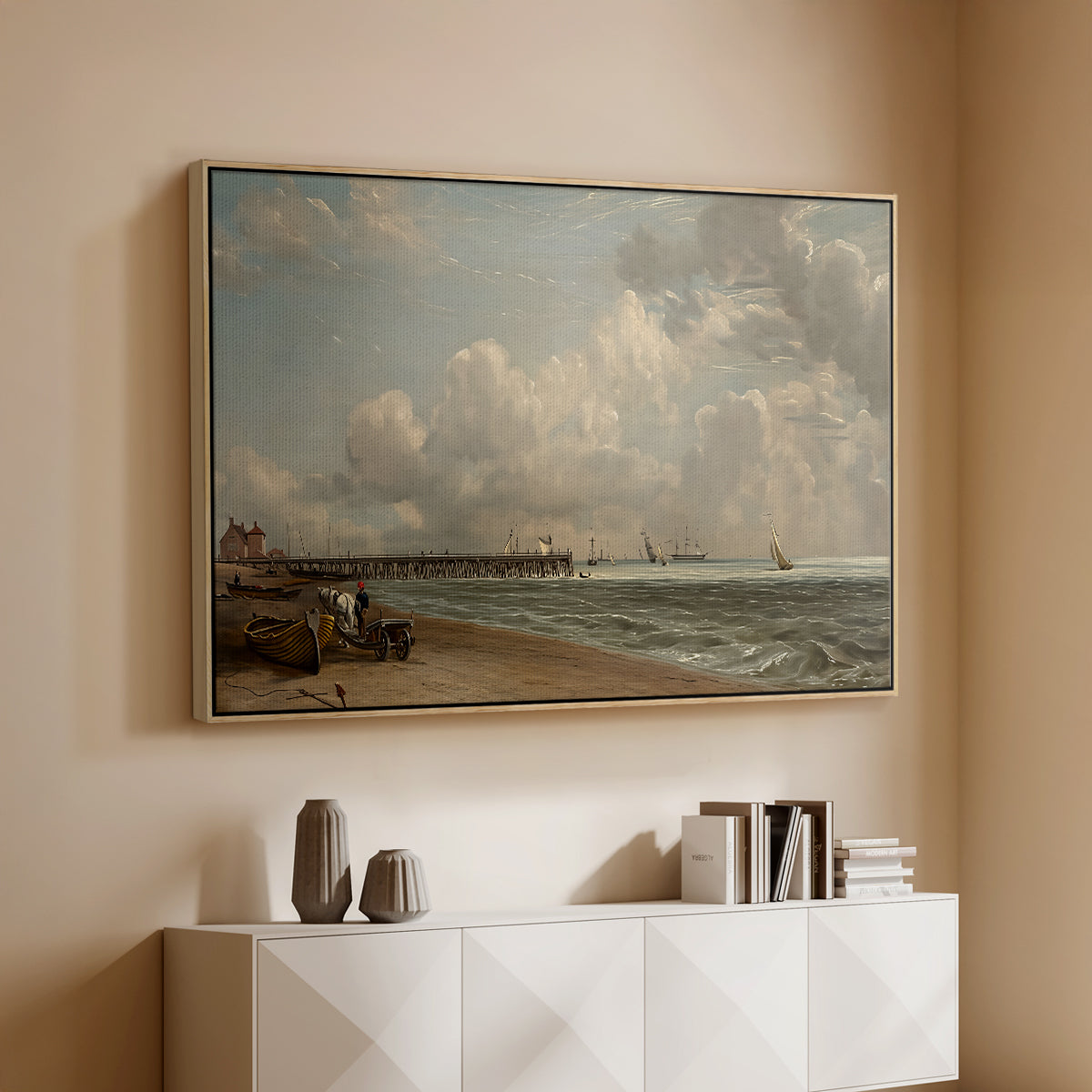 Yarmouth Jetty, 1822 - Floater Framed Canvas Print