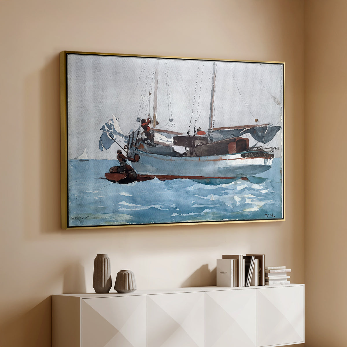 Taking on Wet Provisions, 1903 - Floater Framed Canvas Print
