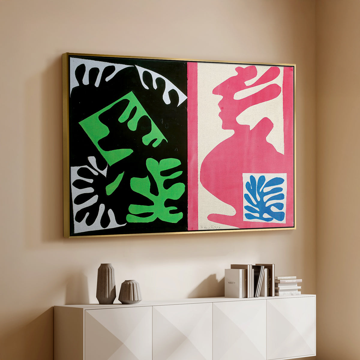Composition, Black and Red, from Jazz, 1947 - Floater Framed Canvas Print