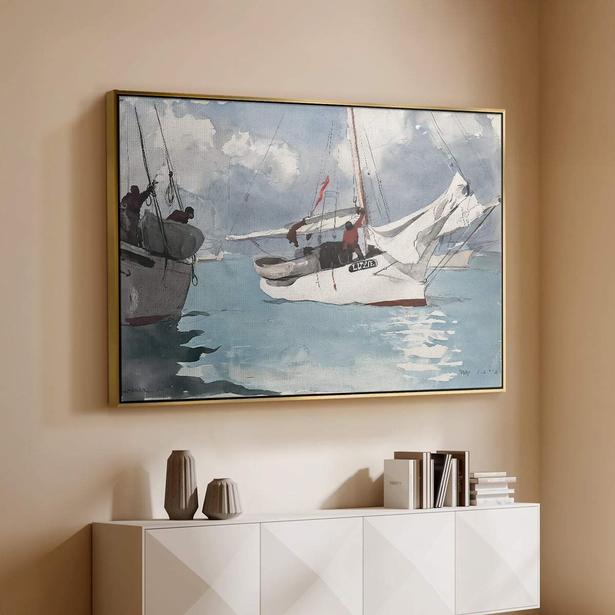 Fishing Boats, Key West, 1903 - Floater Framed Canvas Print