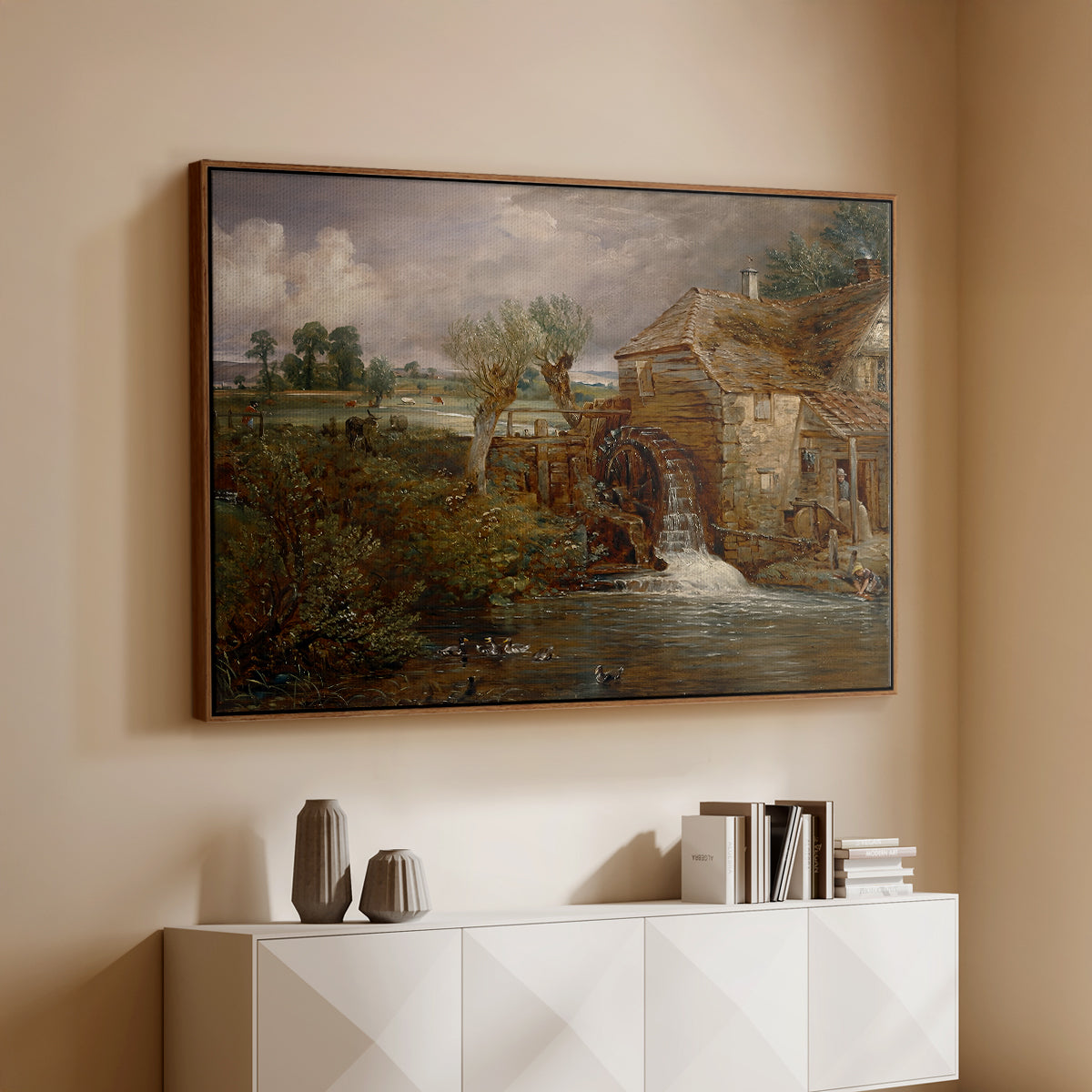 Parham Mill, Gillingham, 1826 - Floater Framed Canvas Print