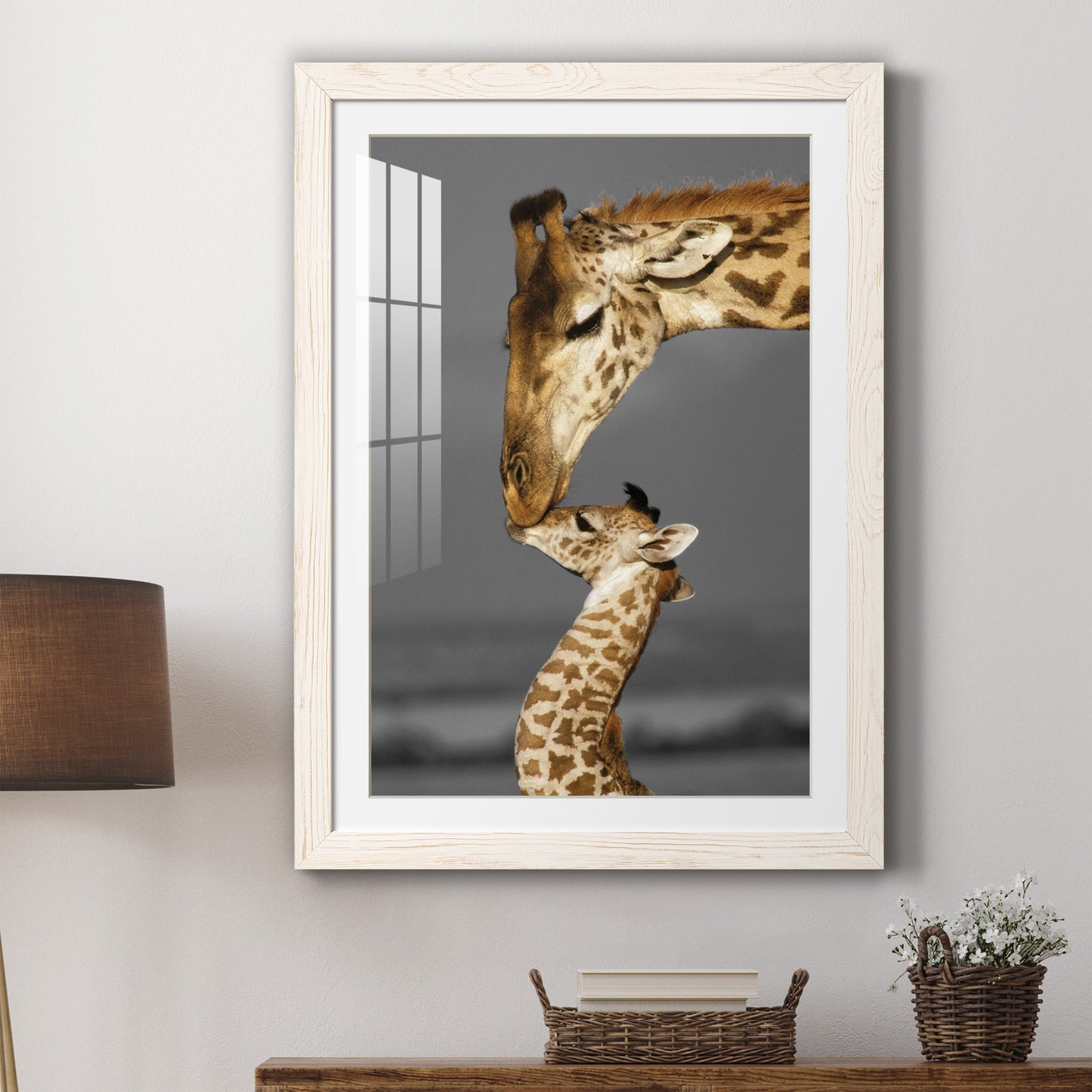 Masai Mara Giraffe Family - Premium Framed Print - Distressed Barnwood Frame - Ready to Hang