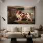 Canvas art print featuring a realistic depiction of spaniel with soft fur texture, displayed in a spacious living room