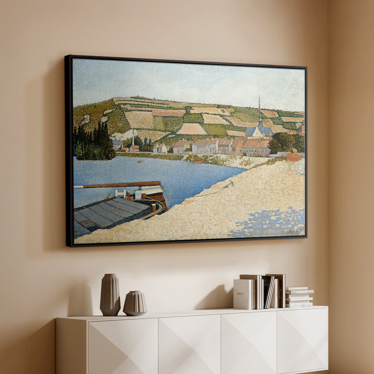 The Riverbank, Les Andelys, 1886 - Floater Framed Canvas Print
