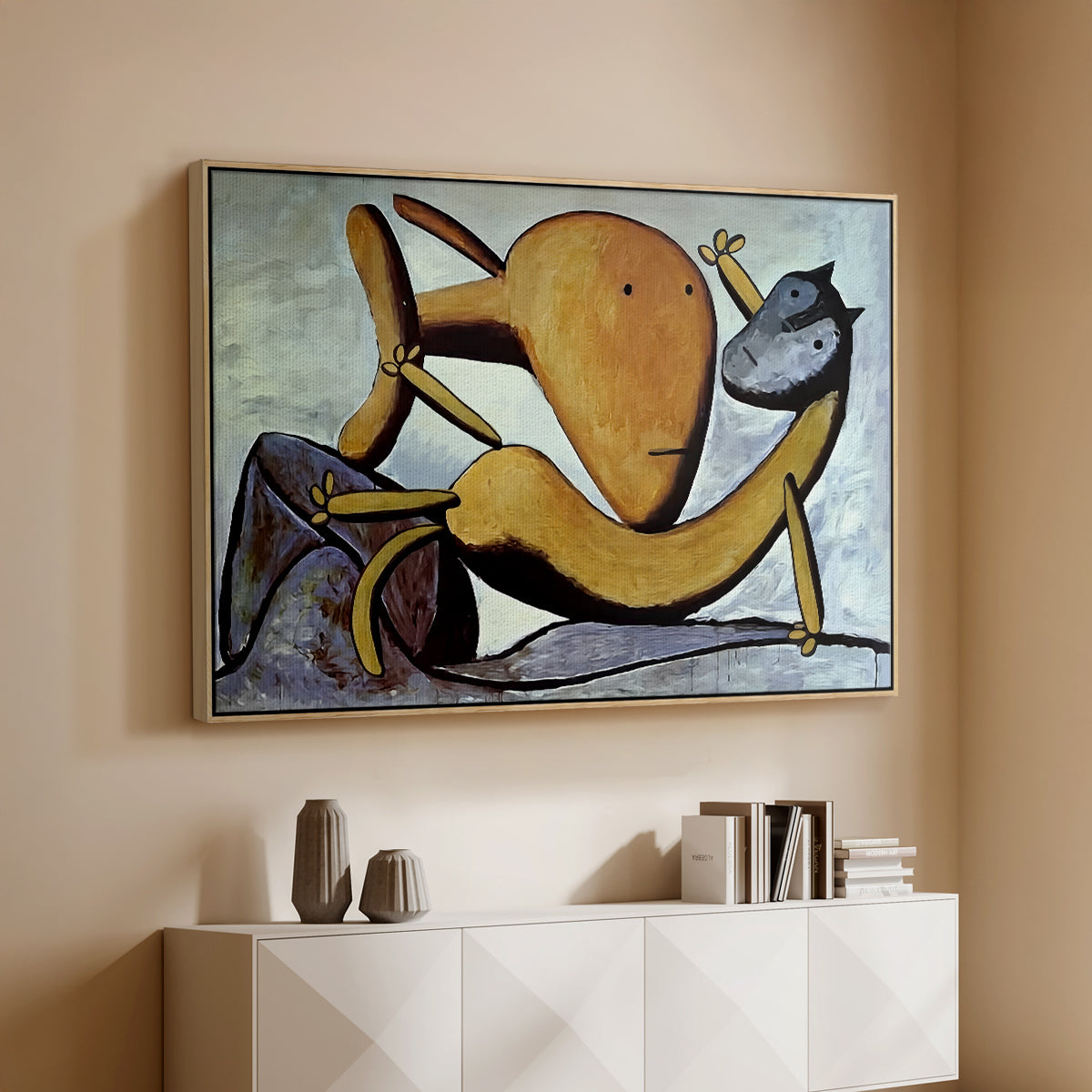 Cat and Big Fish, c. 1931 - Floater Framed Canvas Print