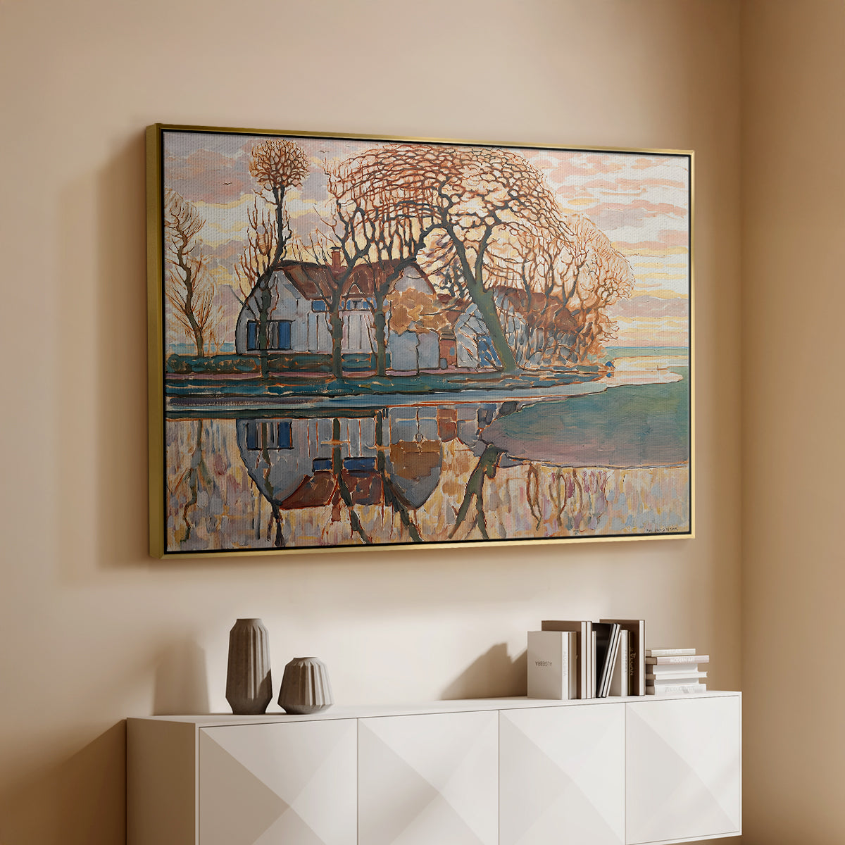 Farm near Duivendrecht, c. 1916 - Floater Framed Canvas Print