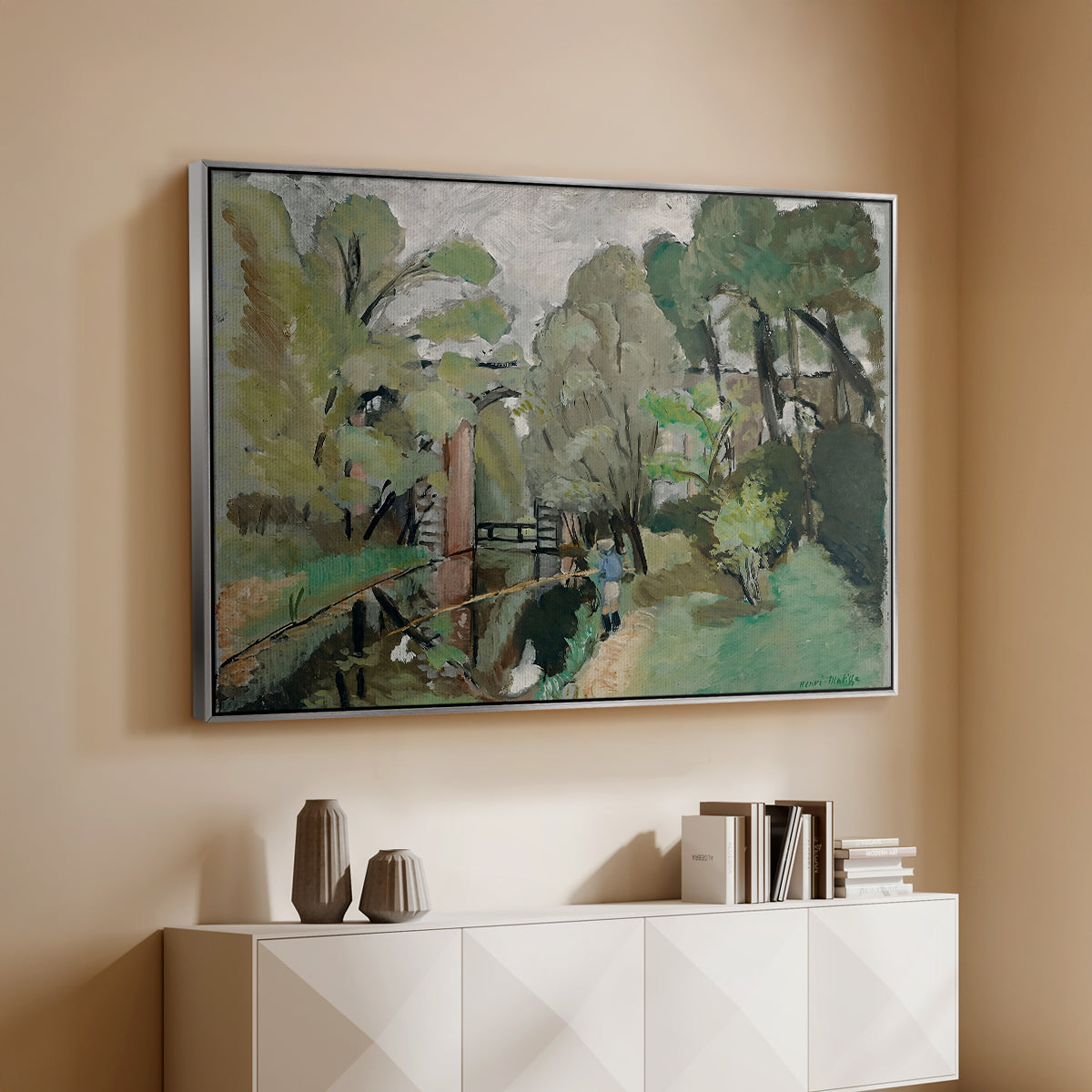 The Little Fisherman, Maintenon, 1918 - Floater Framed Canvas Print
