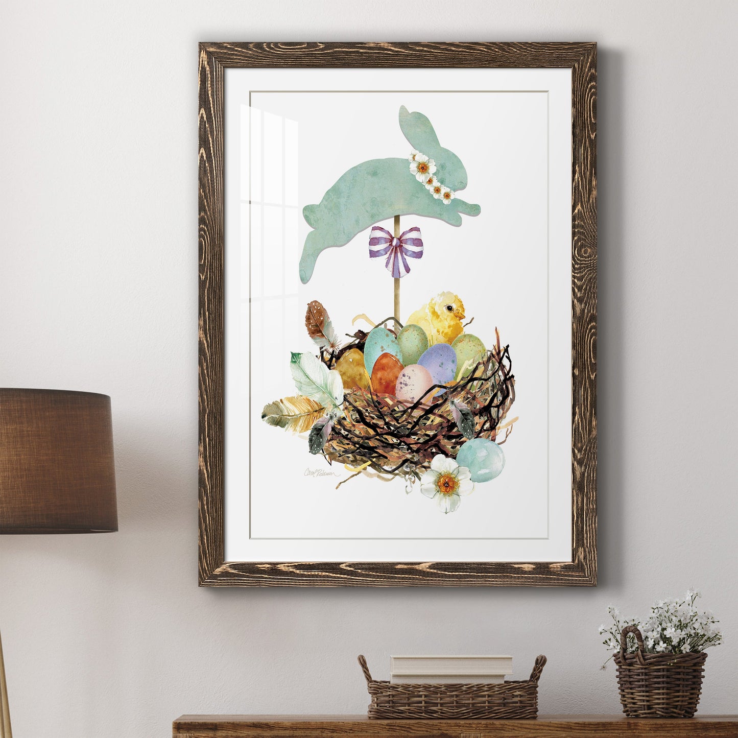 Bunny Hop - Premium Framed Print - Distressed Barnwood Frame - Ready to Hang