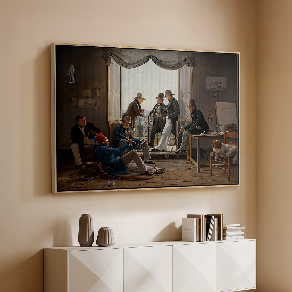 A Group of Danish Artists in Rome, 1837 - Floater Framed Canvas Print