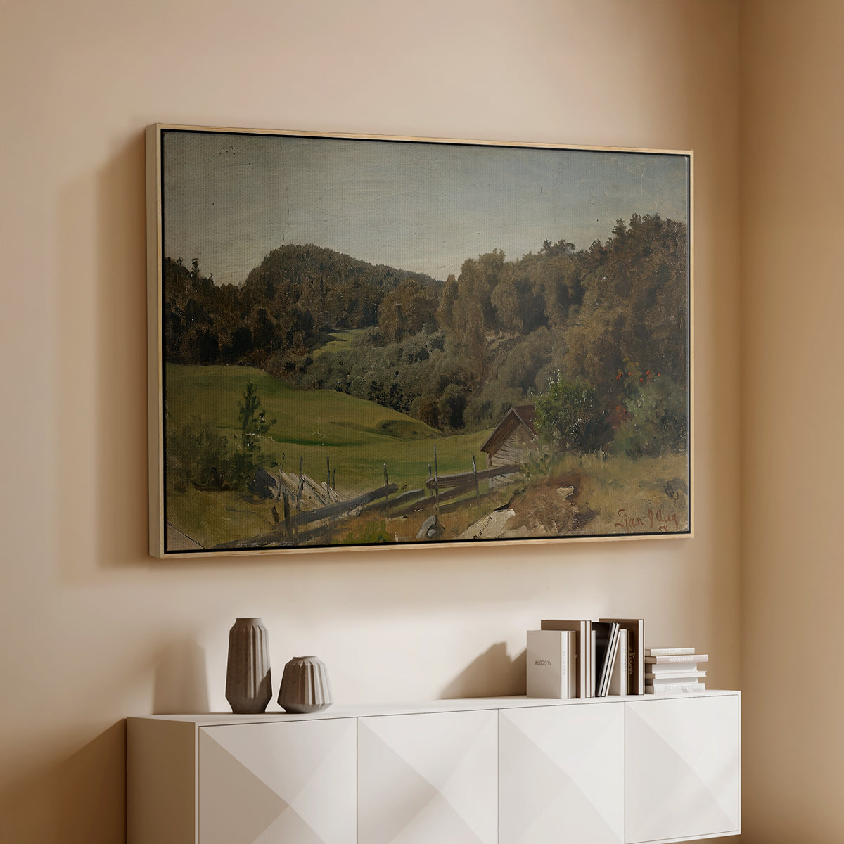 Landscape at Ljan, 1858 - Floater Framed Canvas Print