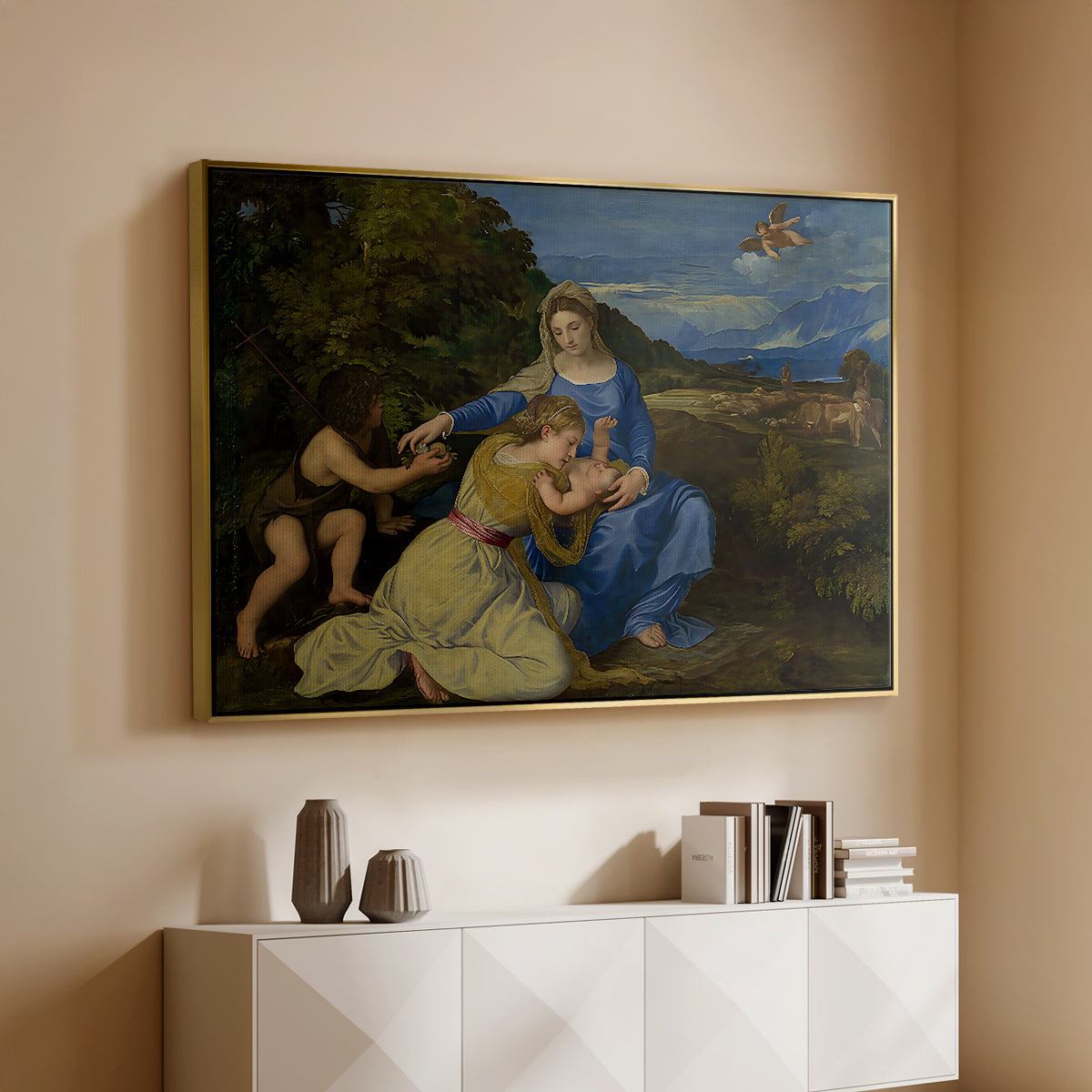 The Aldobrandini Madonna, 1532 - Floater Framed Canvas Print
