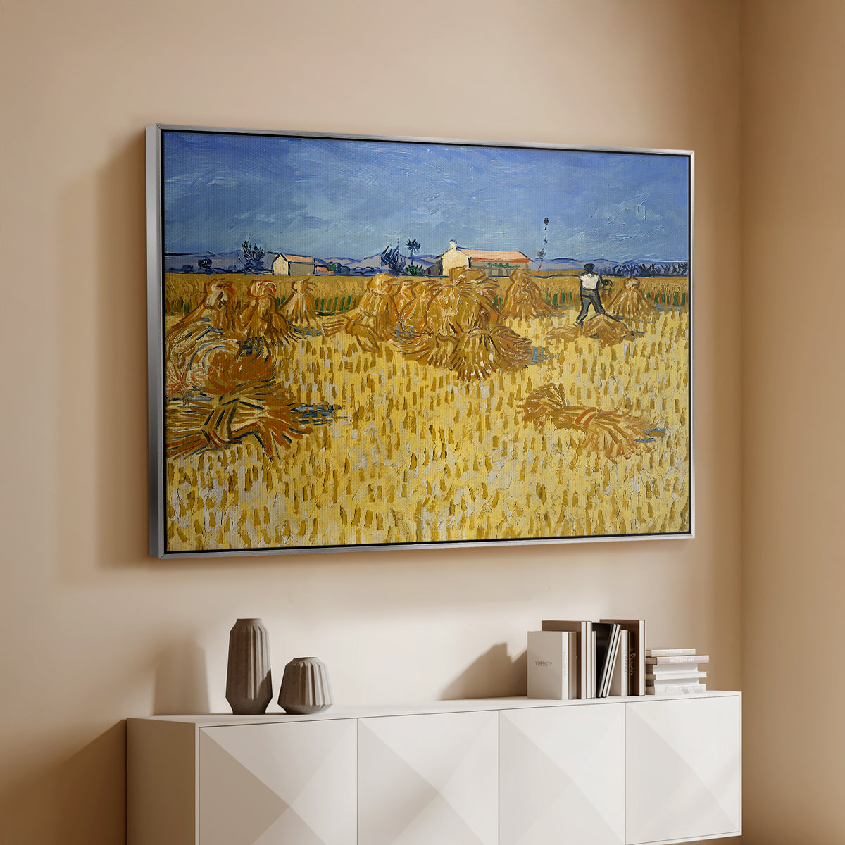 Wheat Field with Sheaves (Harvest in Provence), 1888 - Floater Framed Canvas Print