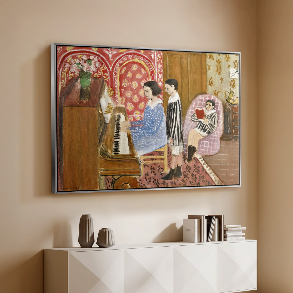 The Piano Lesson, 1923 - Floater Framed Canvas Print