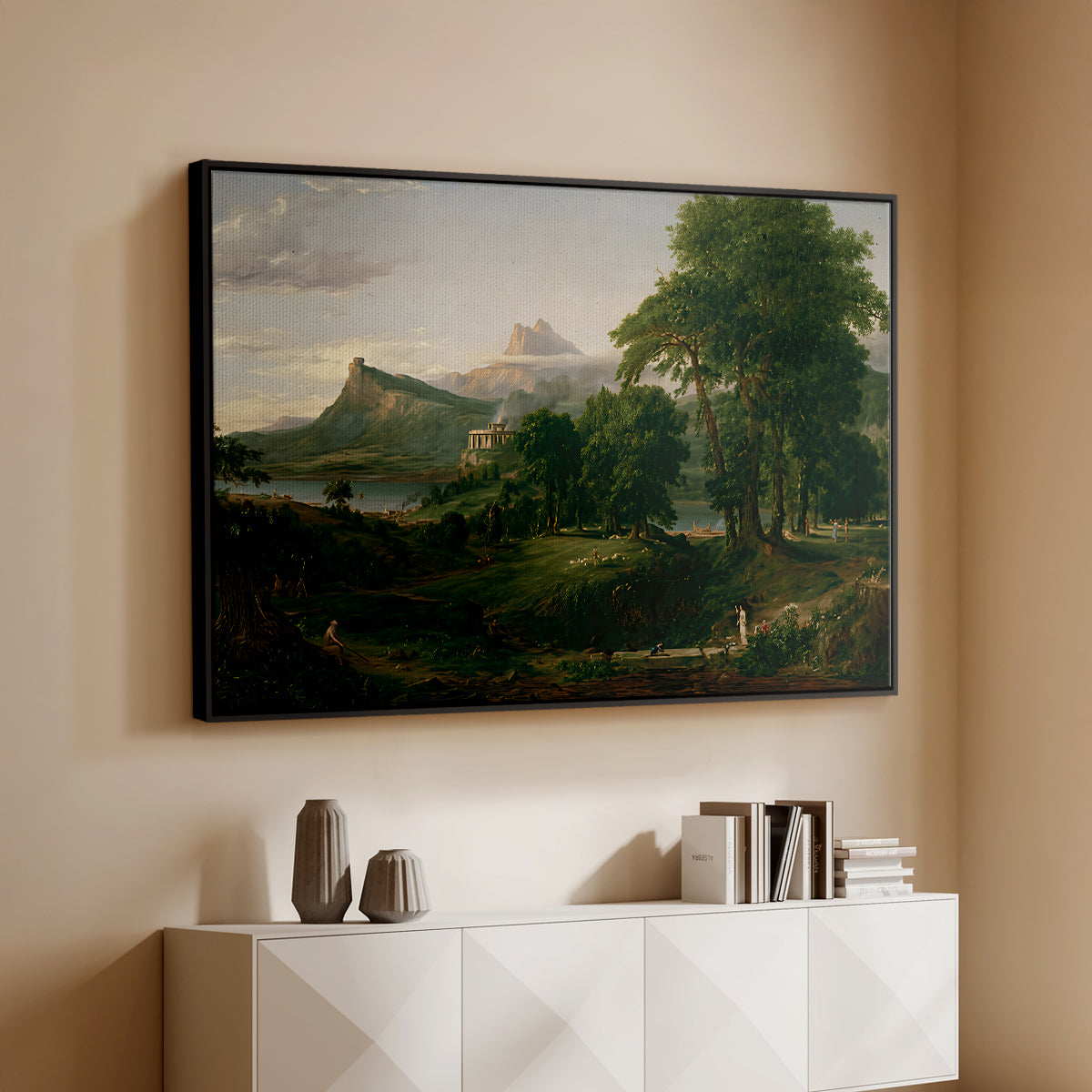 The Course of Empire: The Arcadian or Pastoral State, 1834 - Floater Framed Canvas Print
