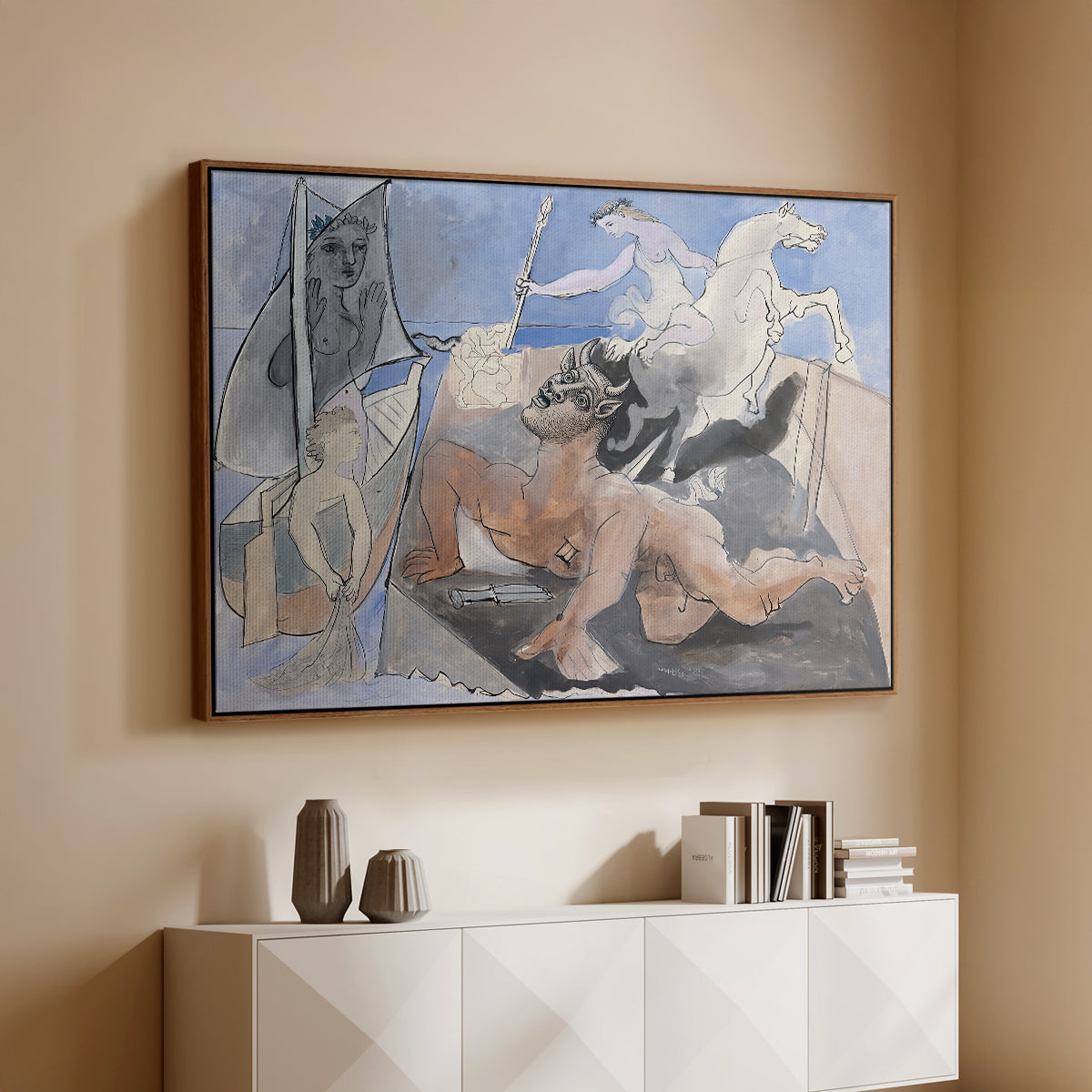 Composition with Minotaur, 1936 - Floater Framed Canvas Print