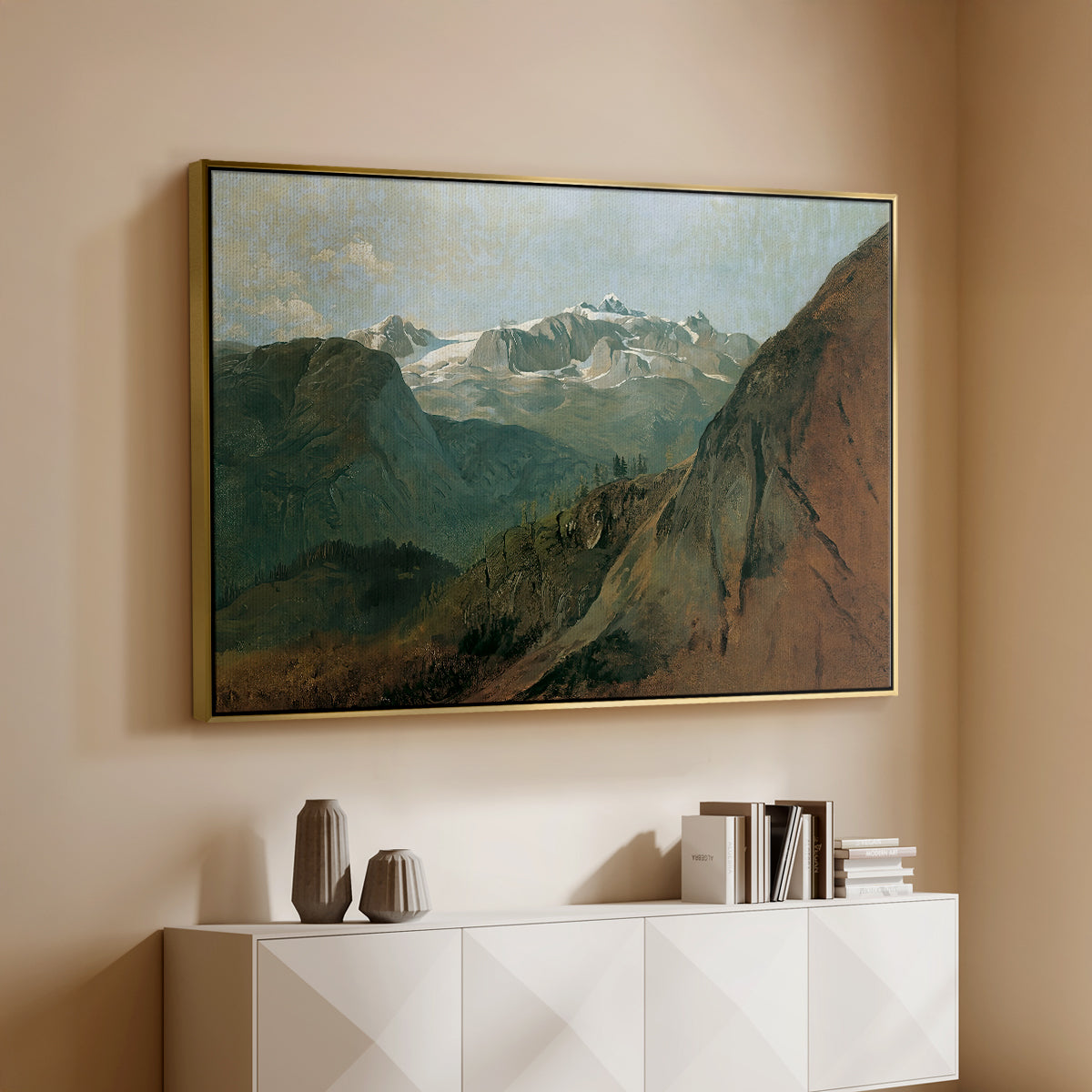 The Dachstein from the Plassen near Hallstatt, 1827 - Floater Framed Canvas Print