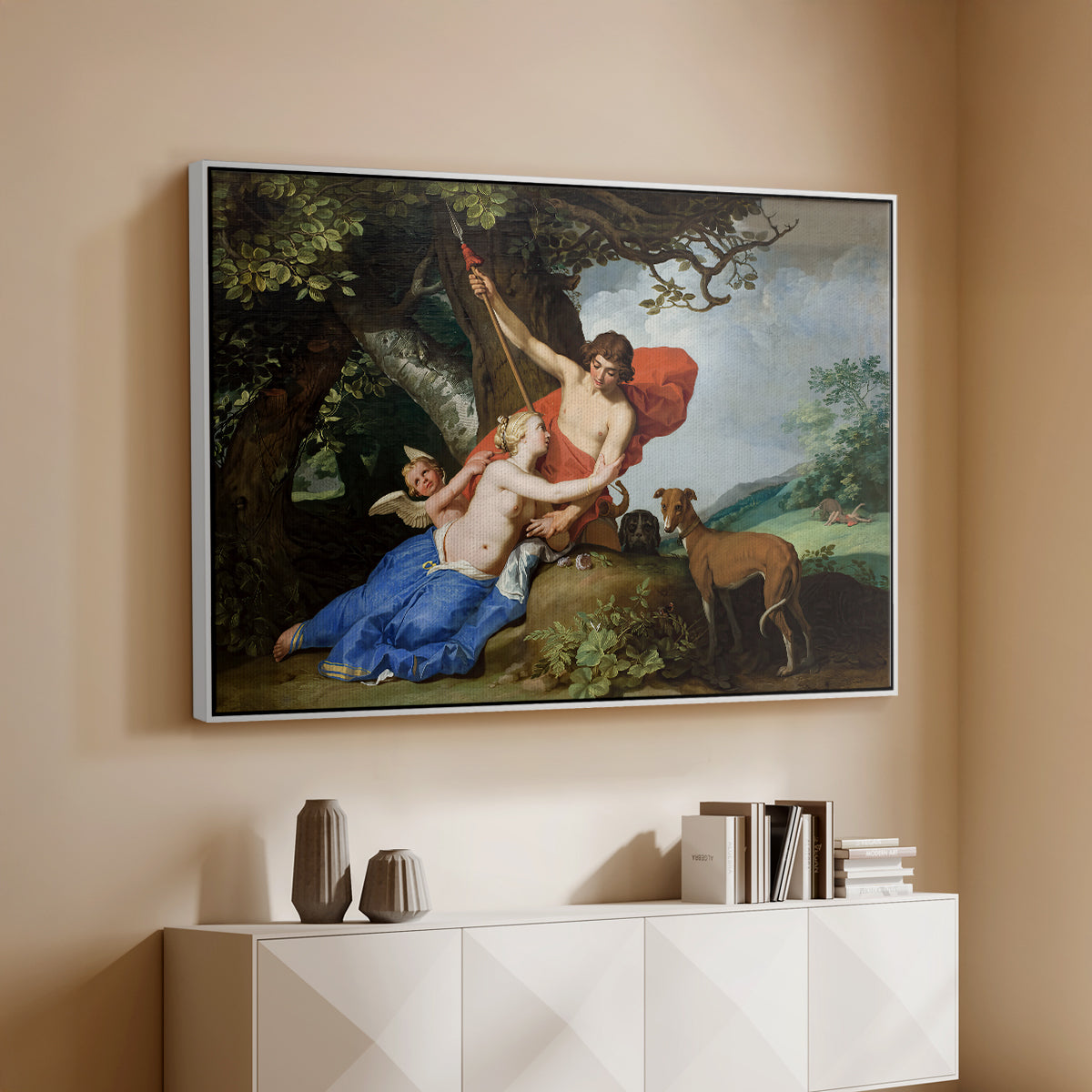 Venus and Adonis, 1632 - Floater Framed Canvas Print