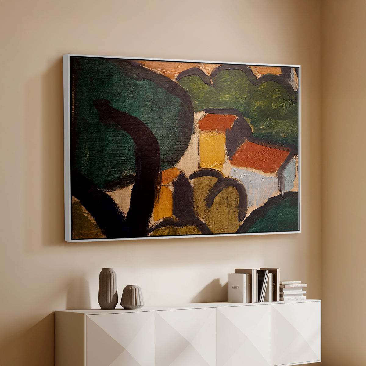 Landscape with Trees and Houses, c. 1905 - Floater Framed Canvas Print