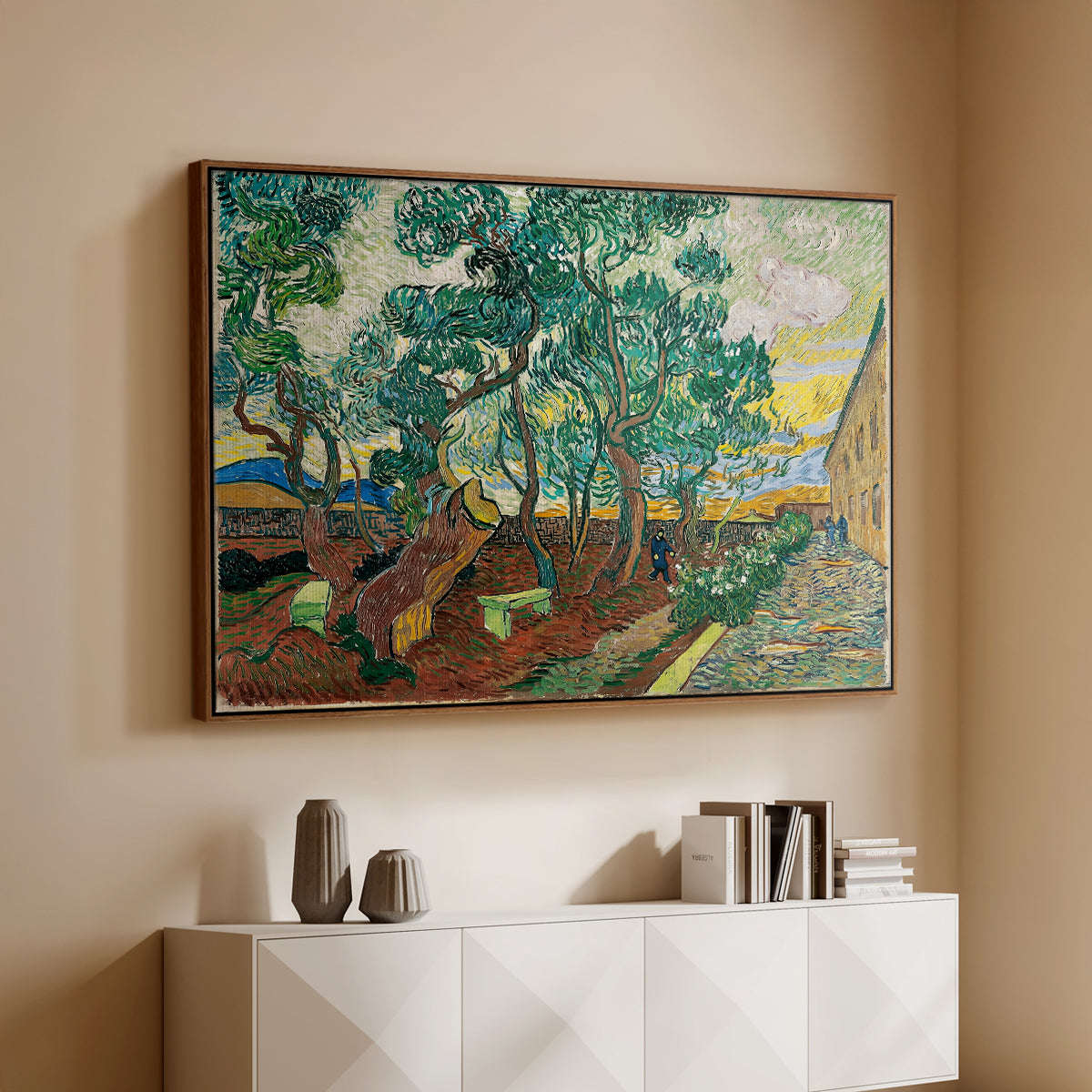 The Garden of Saint-Paul Hospital, 1889 - Floater Framed Canvas Print
