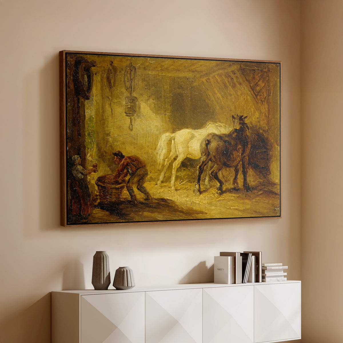 Heath Ewe and Lambs, 1810 - Floater Framed Canvas Print