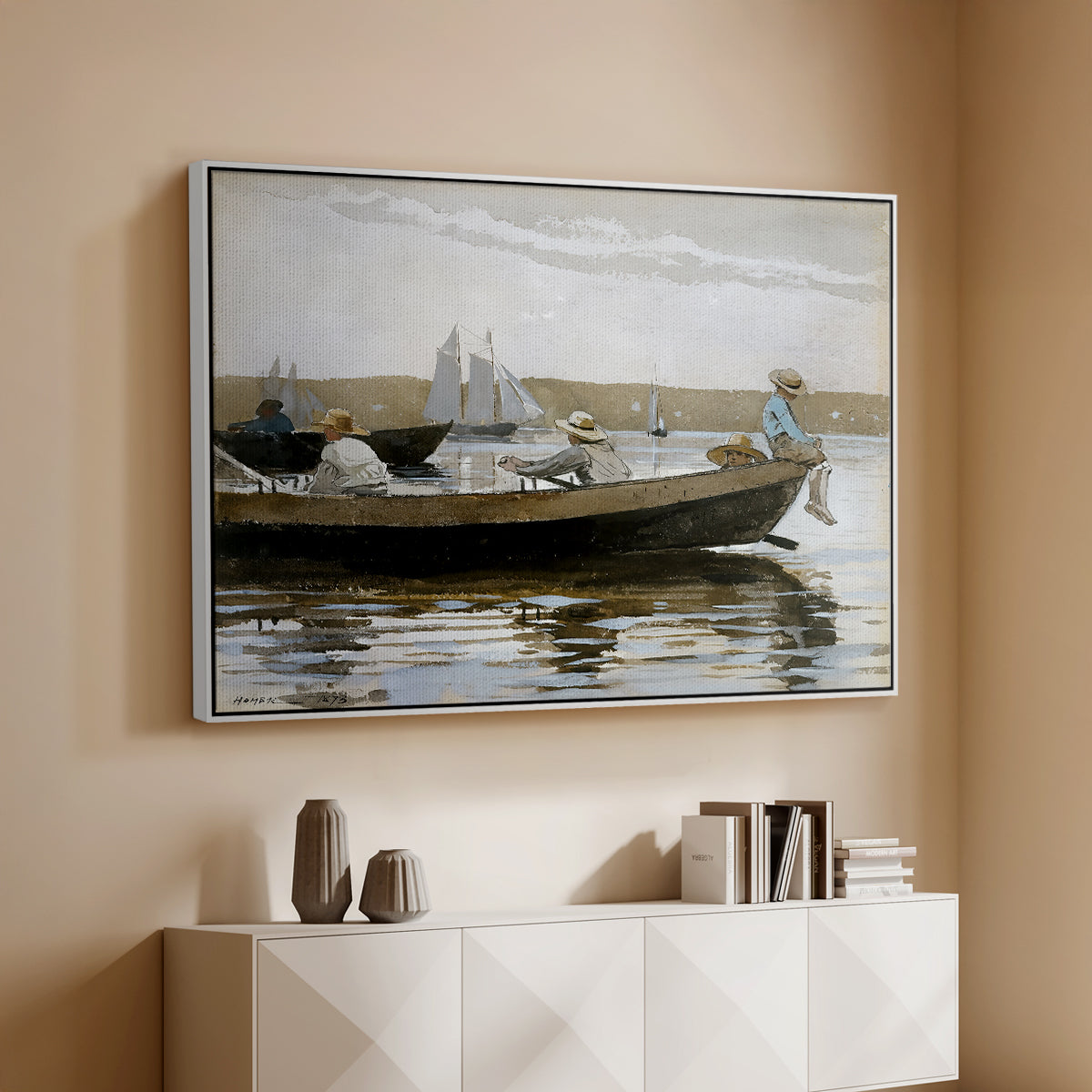 Boys in a Dory, 1873 - Floater Framed Canvas Print