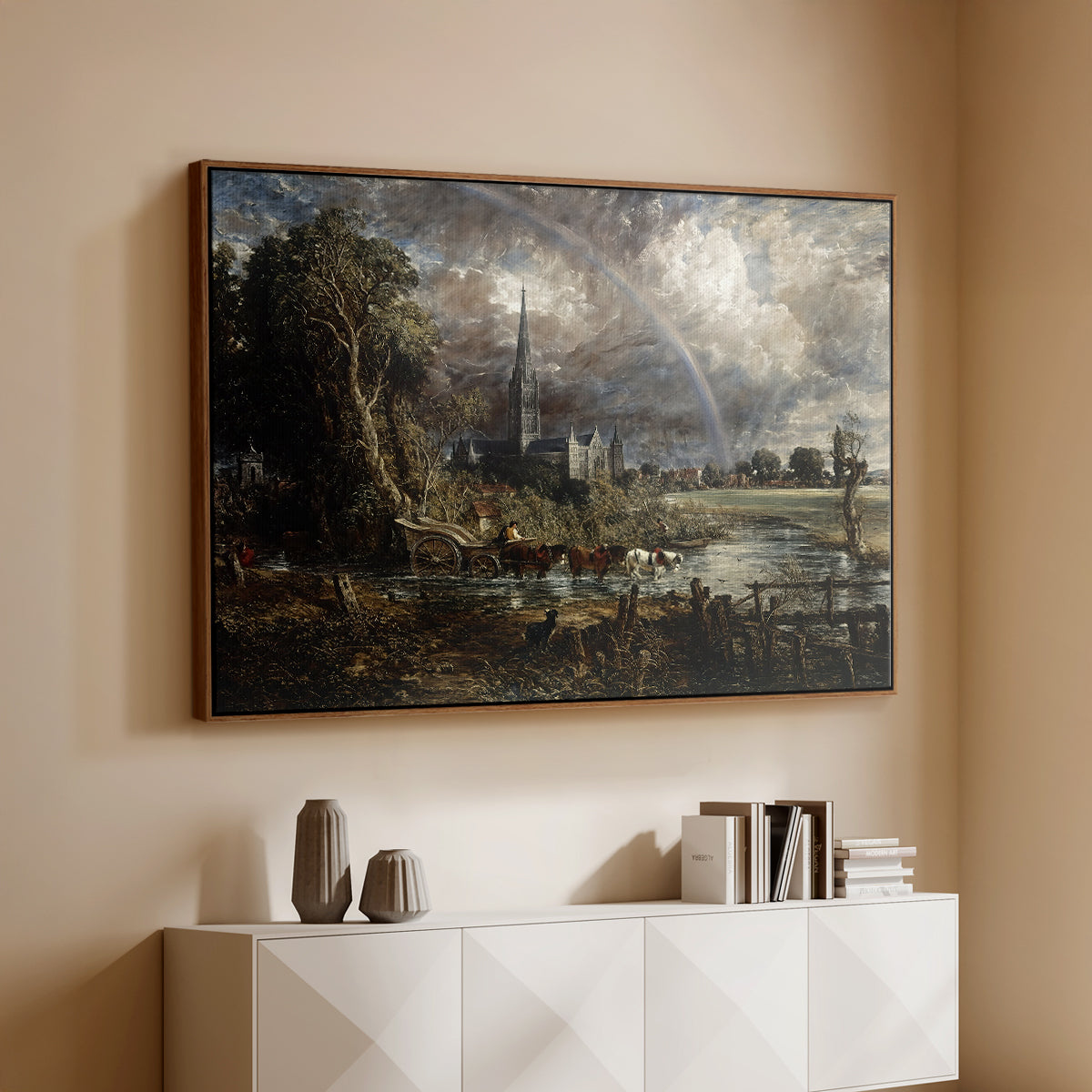 Salisbury Cathedral from the Meadows (Detail), 1831 - Floater Framed Canvas Print