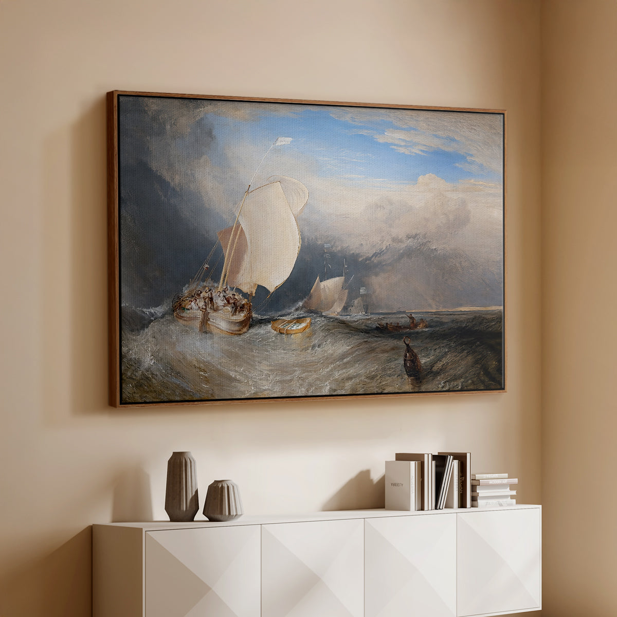 Fishing Boats with Hucksters Bargaining for Fish, 1837-1838 - Floater Framed Canvas Print