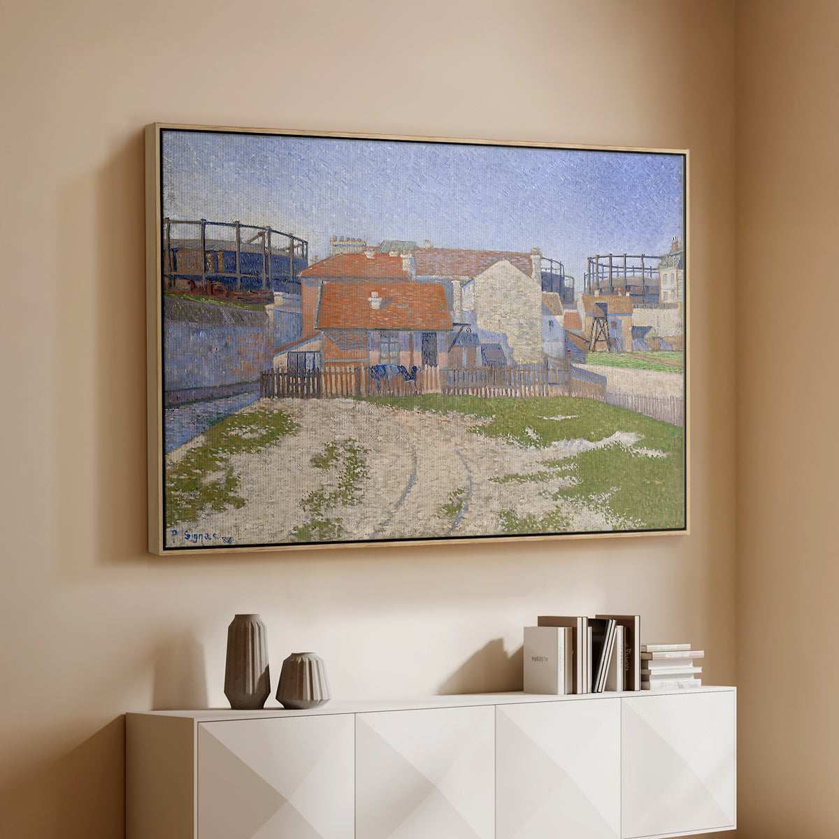 Gasometers at Clichy, 1886 - Floater Framed Canvas Print