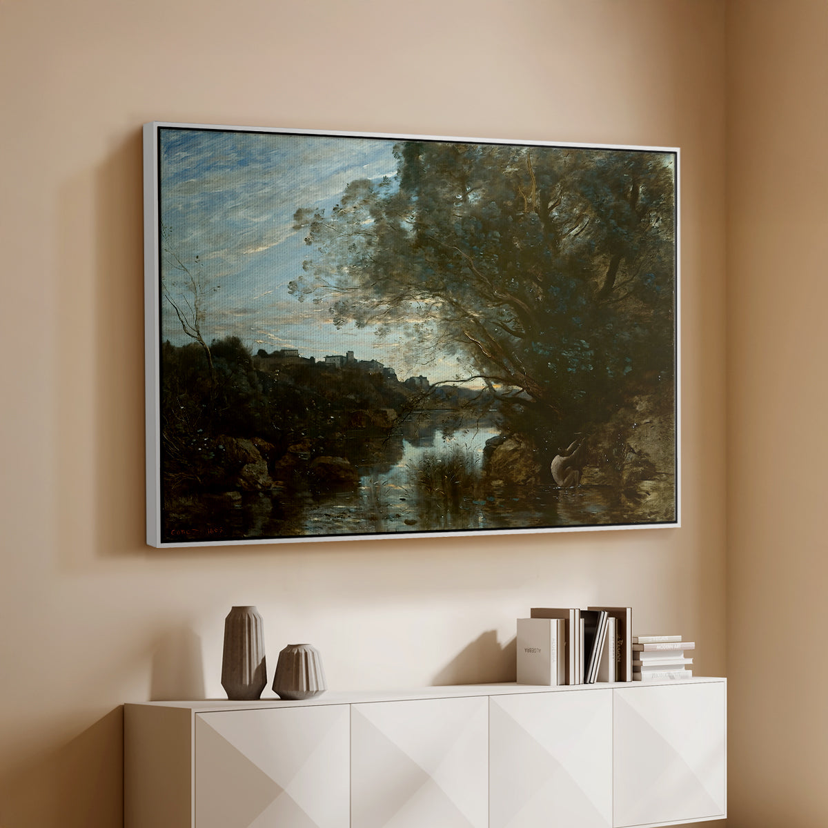 Souvenir of the Environs of Lake Nemi, 1865 - Floater Framed Canvas Print