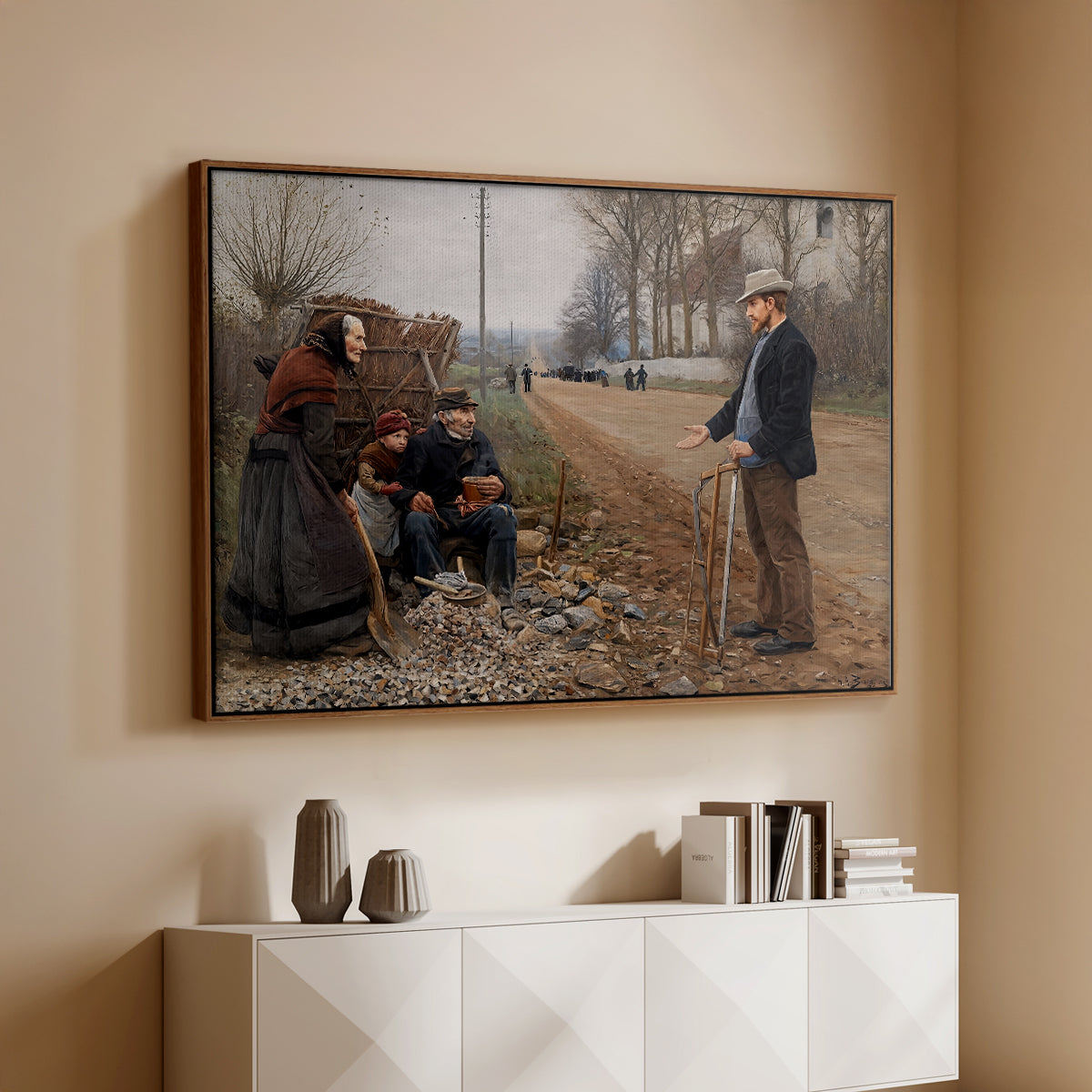 People by a Road, 1893 - Floater Framed Canvas Print