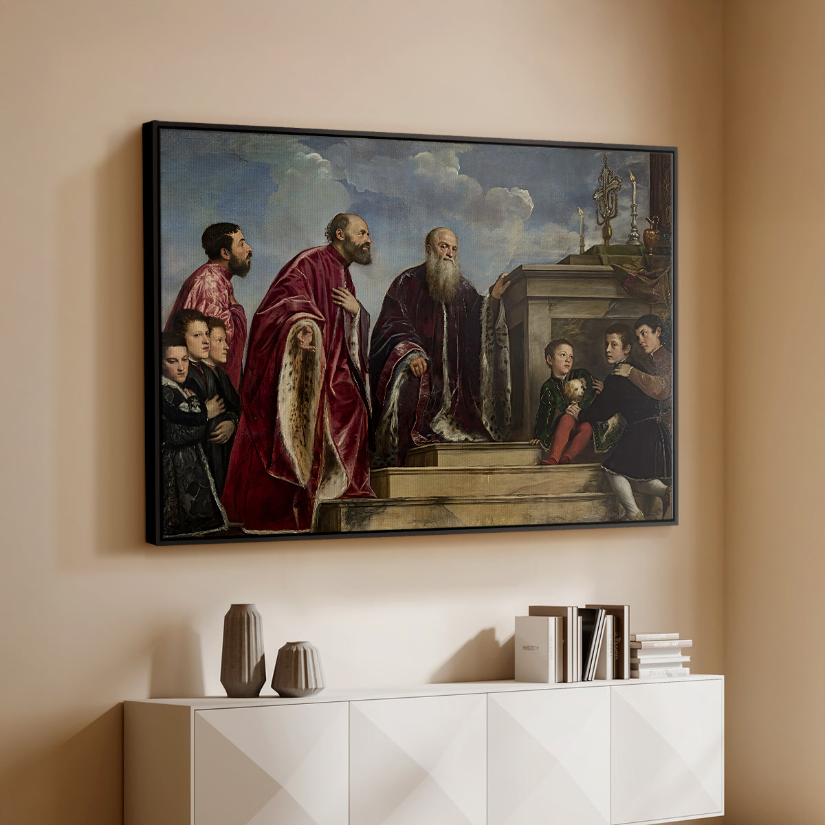 The Vendramin Family Venerating a Relic of the True Cross, c. 1540-1545 - Floater Framed Canvas Print