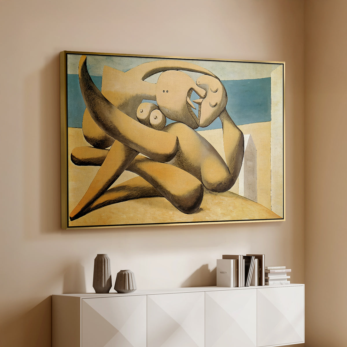 Figures at the Seaside (The Kiss), 1931 - Floater Framed Canvas Print