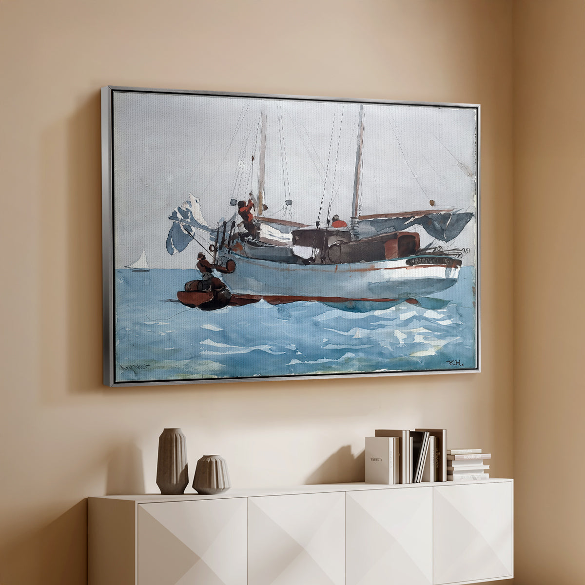 Taking on Wet Provisions, 1903 - Floater Framed Canvas Print