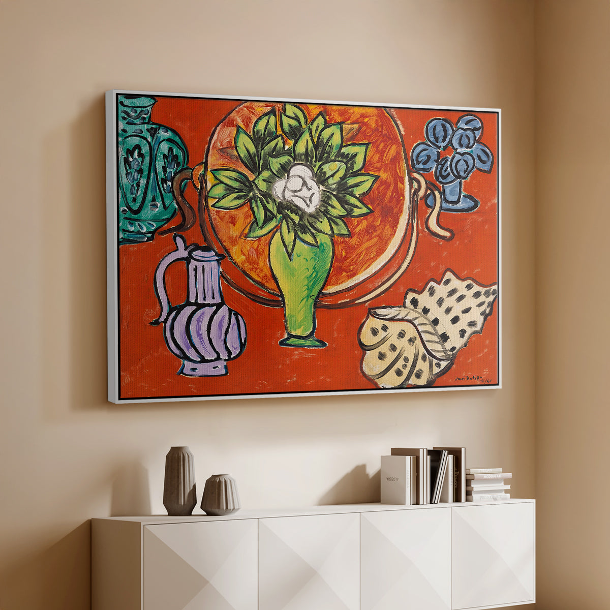 Still Life with a Magnolia (Nature morte au magnolia), 1941 - Floater Framed Canvas Print
