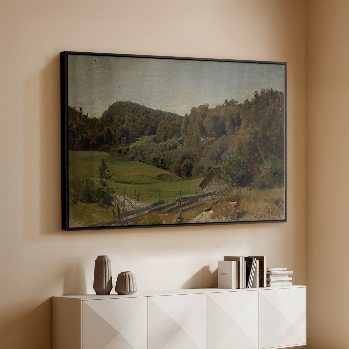 Landscape at Ljan, 1858 - Floater Framed Canvas Print