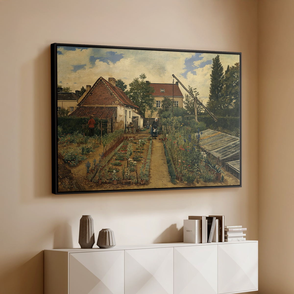 Garden of a Florist (The Flower Garden), 1864 - Floater Framed Canvas Print