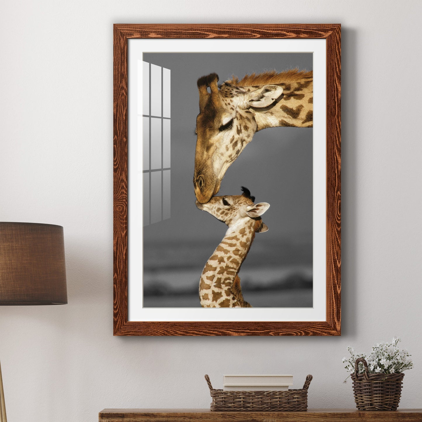 Masai Mara Giraffe Family - Premium Framed Print - Distressed Barnwood Frame - Ready to Hang