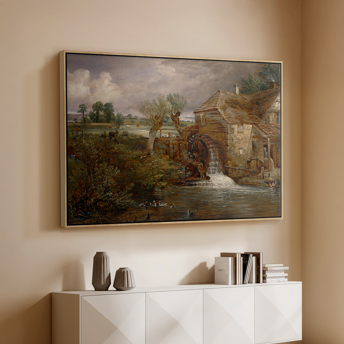 Parham Mill, Gillingham, 1826 - Floater Framed Canvas Print