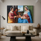 Canvas art print featuring a serene gathering of figures arranged in balanced composition, displayed in a spacious living room