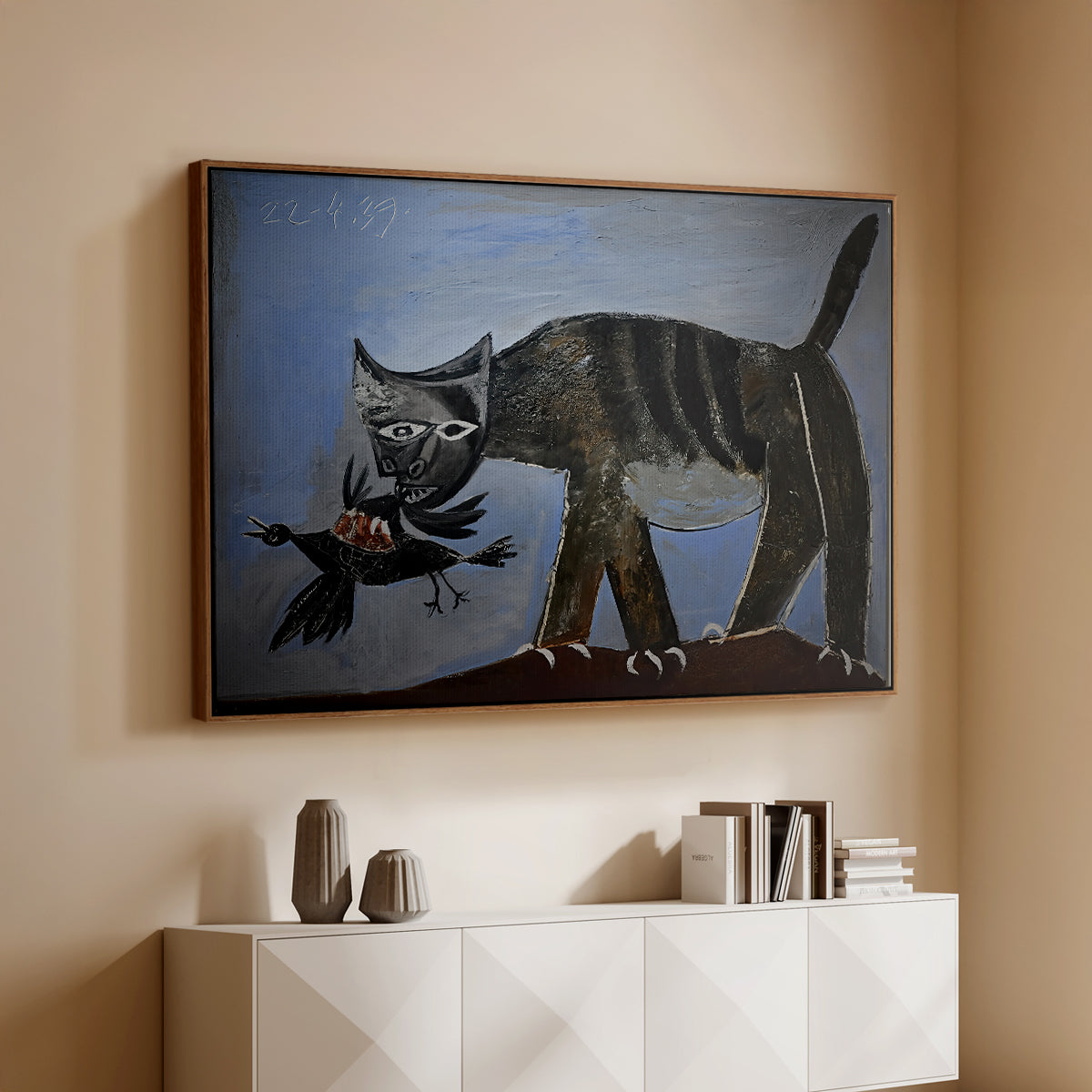 Cat Catching a Bird, 1939 - Floater Framed Canvas Print