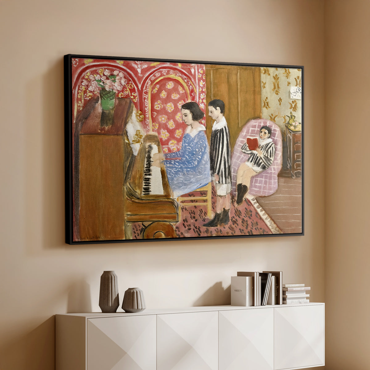 The Piano Lesson, 1923 - Floater Framed Canvas Print