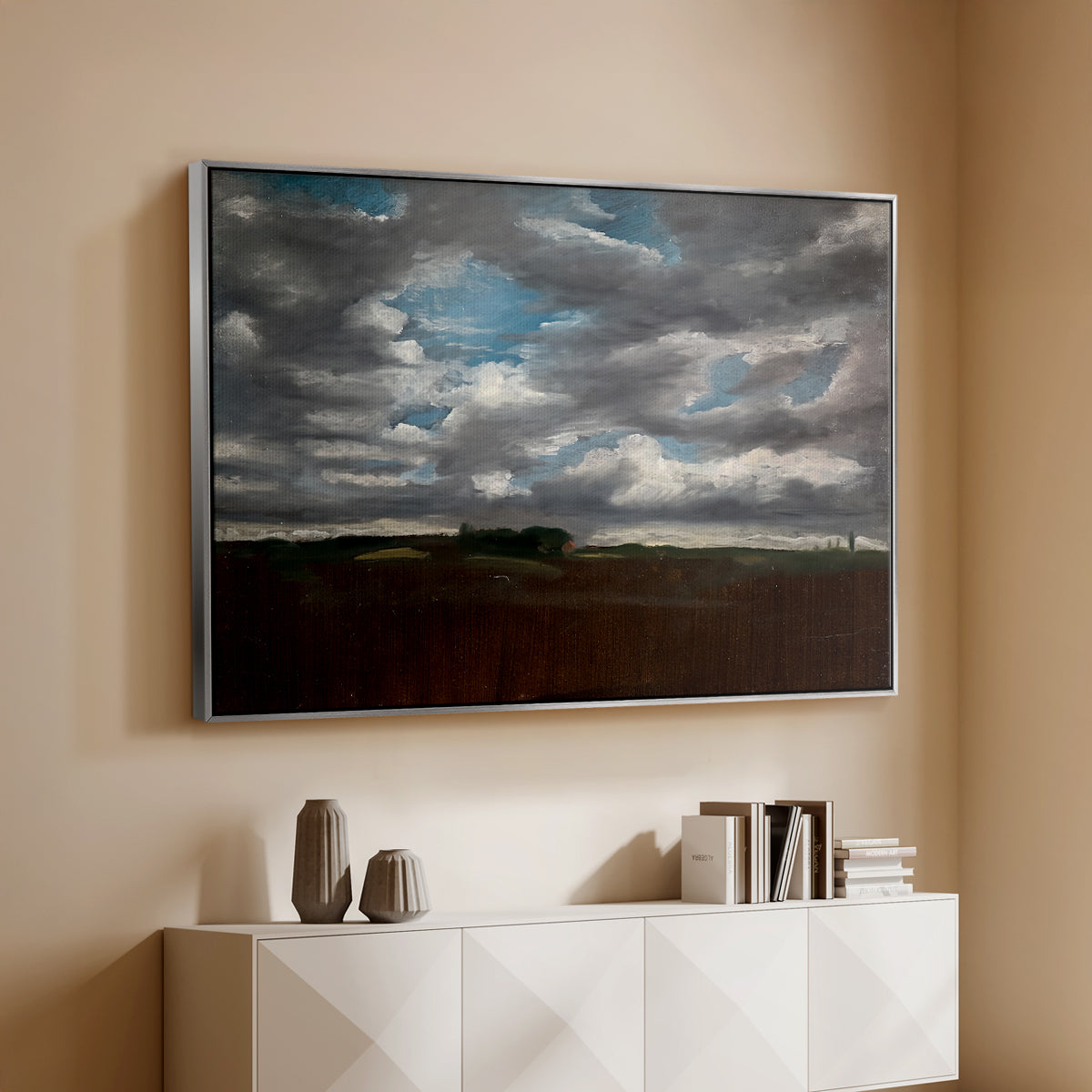 Extensive Landscape with Grey Clouds, c. 1821-1822 - Floater Framed Canvas Print