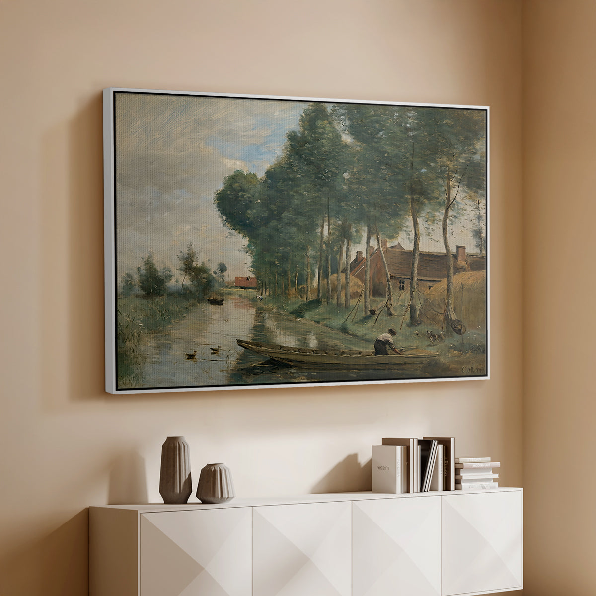 Landscape at Arleux-du-Nord, c. 1871-1874 - Floater Framed Canvas Print