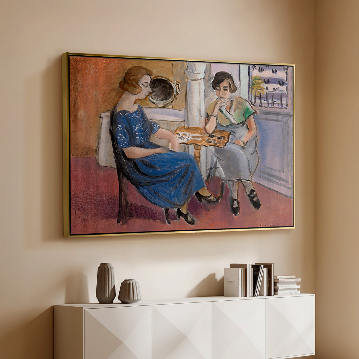 Domino Players, 1921 - Floater Framed Canvas Print