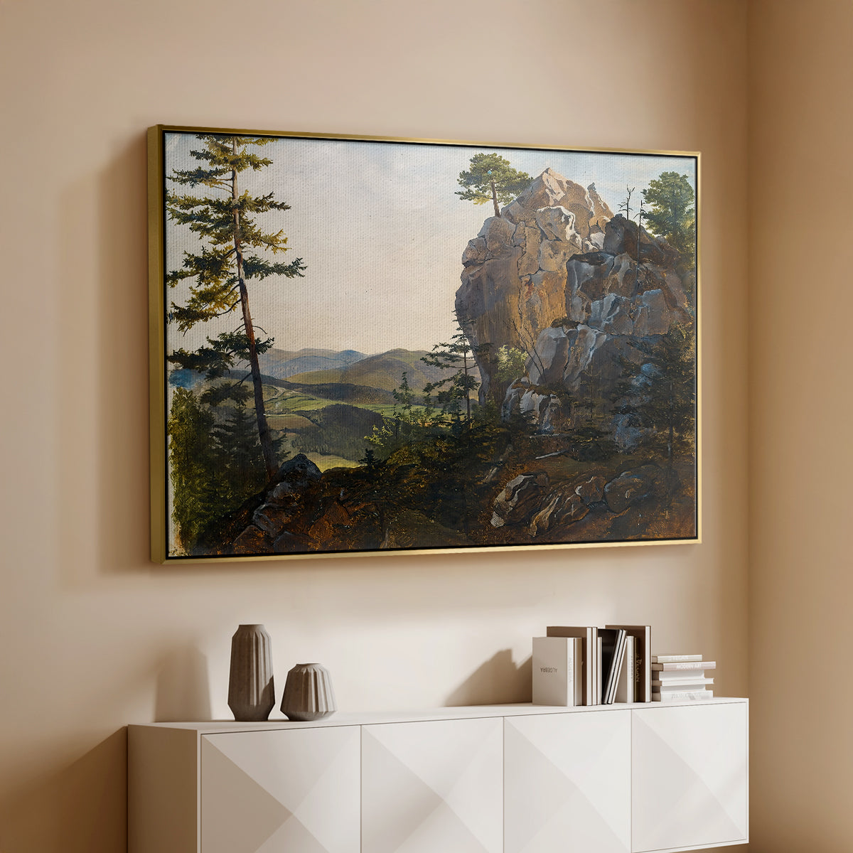 Landscape with the Balbersteine near Miesenbach, 1839 - Floater Framed Canvas Print