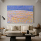 Canvas art print featuring an expressive composition emphasizing surface and pattern, displayed in a spacious living room